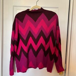Ann Taylor Factory Pink Chevron Mock Neck Sweater